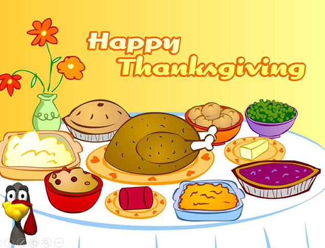 Happy Thanksgiving感恩节卡通PPT模板